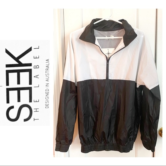 LF SEEK THE LABEL Black & White Color-block Jacket - Picture 1 of 7